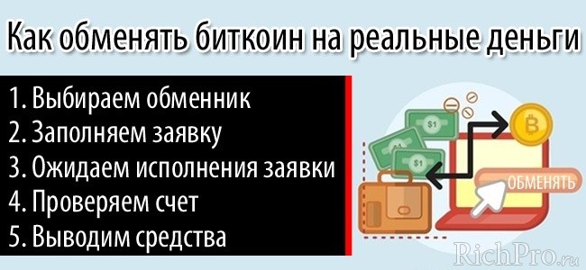 Инструкция как обменять биткоины на рубли - реальные деньги