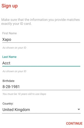 Регистрация кошелька Xapo