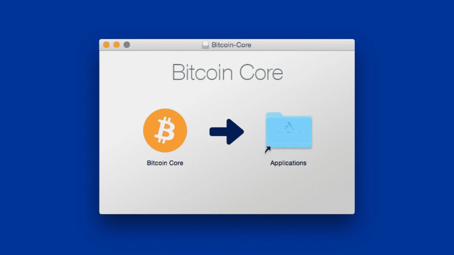 Интерфейс установщика Bitcoin Core в macOS